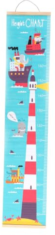 Kisangel Nordische Wachstumstabelle für Kinder aus Stoff mit Leuchtturm Motiv Rollbar als Wandbehang Dekoration für Kinderzimmer in Verschiedenen Farben