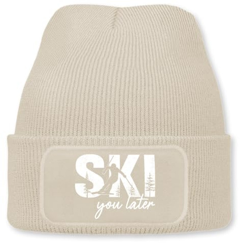 Ski You Later – lustige Wintermütze | Beanie für Damen & Herren, warm, elastisch & Unisex, Strickmütze mit Patch & Druck, perfekt für Après-Ski, Weihnachtsmarkt & Fasching