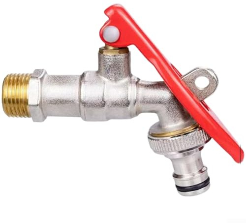 Robinet d'eau d'extérieur en laiton avec structure résistante au gel et double sortie pour alimentation en eau à haut débit dans le jardin et les applications d'irrigation (C)