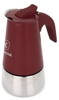 KASANOVA Caffettiera induzione 2 e 4 tazze (Rosso, 120, Millilitri)