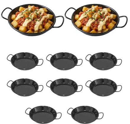TWO TIGERS | Paellera Esmaltada Antioxidante | Pack 10 Unidades Mini | Diámetro 10cm | Raciones Individuales de Paellas Tapas Arroces | Para Hostelería Bar Restaurante Hotel