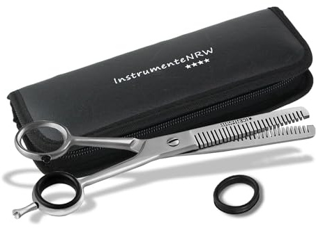 Effilierschere Friseurschere Haarschere mit 2-seitiger Verzahnung im Etui | Haarschneideschere zum Ausdünnen der Haare 15,24 cm