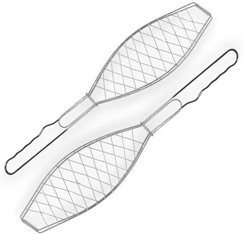 2 Stück Fischbräter Grill Zange für Fischr Grillwänder Fischzange Fischgriller von all-around24 (Metall,)