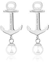 PAUL HEWITT Edelstahl Ohrstecker Damen Anchor Pearl - Ohrring Stecker Silber, Damen Ohrringe Silber mit Perle (Weiß)