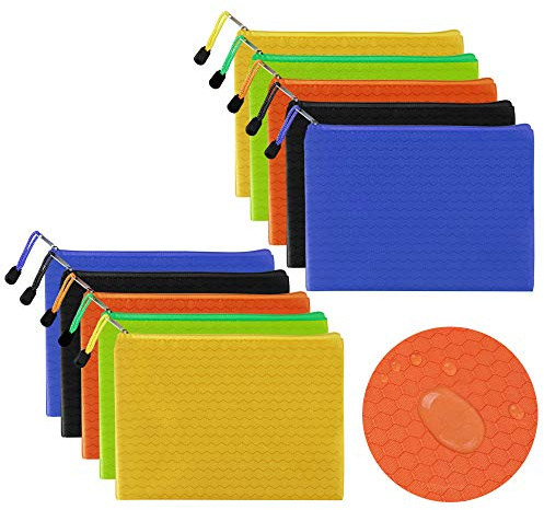 10 Stücke Dokumententasche A5 Reißverschlusstasche Wasserdicht Dokumententasches DIN A5 mit Reißverschluss für Hause Büros Schulbedarf Zubehör Kosmetik und Quittungsspeicher