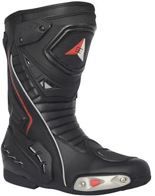 Bohmberg Stivali da Moto, Stivali Sportivi in Pelle, Pelle Resistente Idrorepellente con Protezioni Fisse/Design Molto Cool/urbano, motociclista - 42