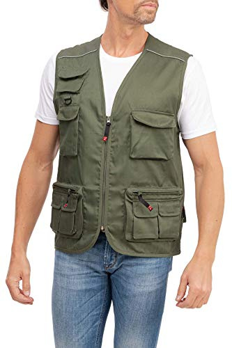 Mivaro Herren Safari-Weste - Outdoor Arbeitsweste mit vielen Taschen - leicht, atmungsaktiv für Angeln Alltag Fahrradfahren Wandern Handwerk - Sommerweste mit Reißverschluss - Sportweste Freizeit