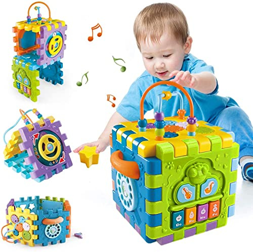 MiniFAIRY Activity Cube Baby Toys 6 to12 Months,Early Educational Light Up Baby Musical Toys for 6 12 18 Months,1 Year Old Toys for Baby Play Center, Montessori Toys for 1 2 3 Years Old Boys Girls
