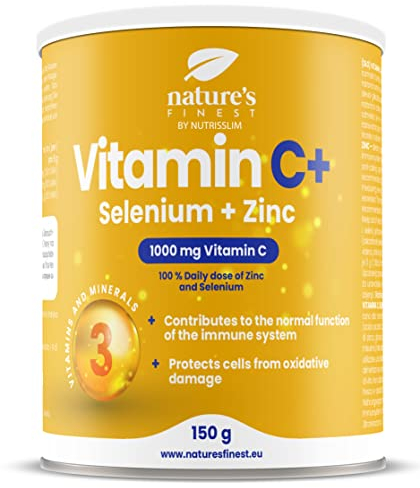 Nature's Finest by Nutrisslim Vitamin C Powder with Zinc & Selenium – 150 g, 30 Servings – Sugar-Free Antioxidant Multivitamin for Immune Support & Oxidative Stress Protection