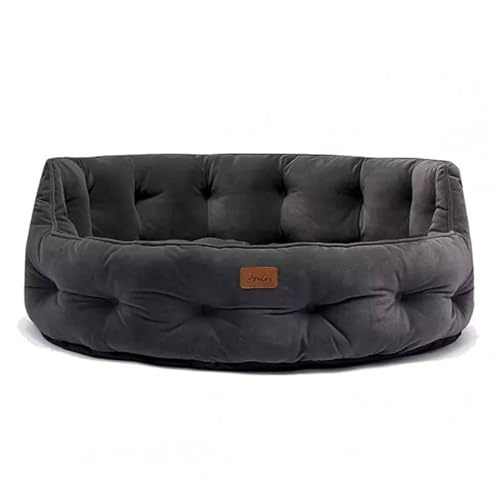 Rosewood x Joules Chesterfield-Bett für Hunde, Grau, großes Hundebett, Bequeme gepolsterte Seiten, Rutschfester Boden, luxuriöses Haustierbett für mittelgroße oder große Hunde
