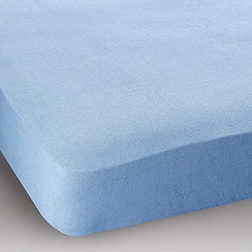CHANTAL Double Bed Terry Stretch Fitted Sheet Colour: Blue