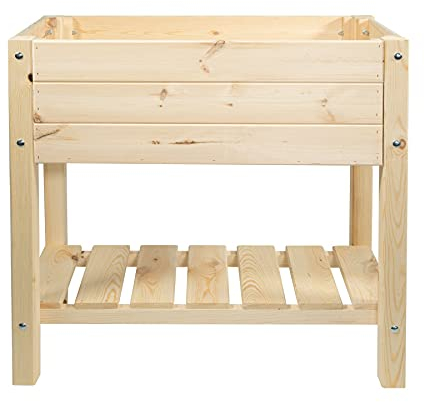 mgc24 Hochbeet Massiv S - Kiefernholz Natur rechteckig für Garten/Terrasse/Balkon - 79 x 40 x 78 cm