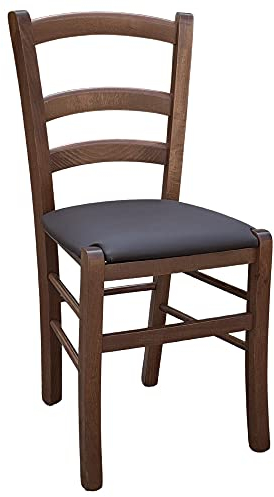 okaffarefatto zimbardi costanza Stuhl Venezia Nussbaum dunkel mit Sitzfläche Kunstleder braun gepolstert