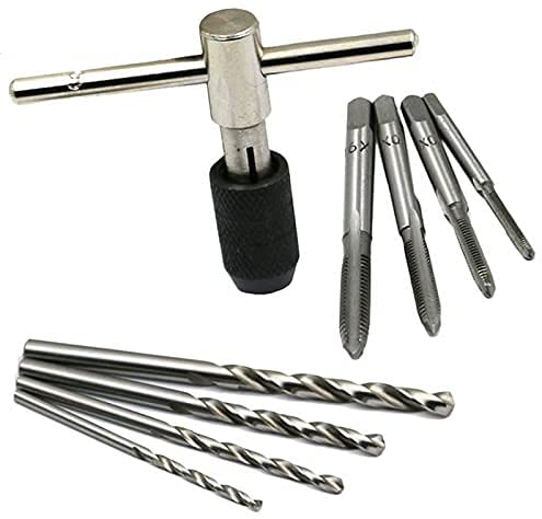 9 PCS HSS T-Griff Schraubenschlüssel + Gewindebohrer M3/M4/M5/M6 Gewindebohrer + Spiralbohrer