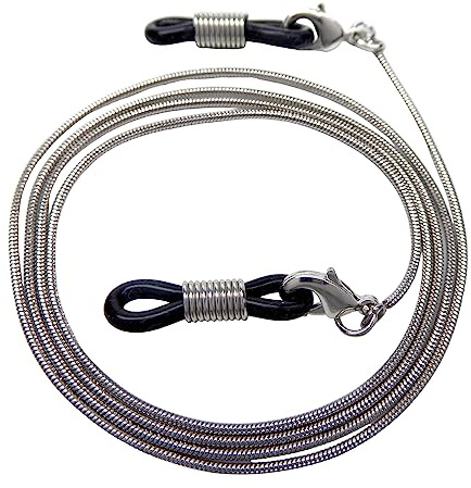 XieXie 2 Stück Edelstahl Brillenkette Brillenband Schlangenkette mit Premium Brillenösen für Damen und Herren
