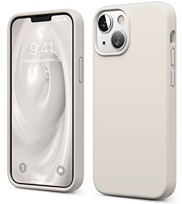 elago Silikon Hülle für iPhone 13 Mini | Premium-Silikon, kratzfest, Rundumschutz, weiches Mikrofaserfutter (Taupe)