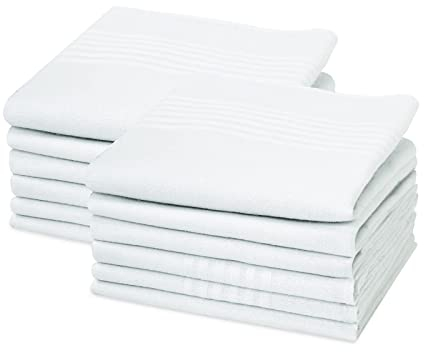 URAQT Stoff Taschentücher Herren, 12 Stück Baumwolle Herrentaschentücher Stofftaschentuch, Traditionelle Männertaschentücher Handkerchief, Weiß, 40cm x 40cm