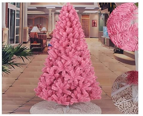 Weihnachtsbaum künstlich Sale Clearance, Faux Christmas Tree 4Ft/5Ft/6Ft/7Ft/8Ft mit realistischem Aussehen PIOKUHB 221025(Color:Pink,Size:5ft/150cm)