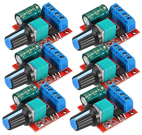 GUUZI DC-Motordrehzahlregler DC 6V 12V 24V 35V, DC 5V-35V 5A Spannung PWM Einstellbarer Treiberschalter mit Steuerknopf (6 Stück)