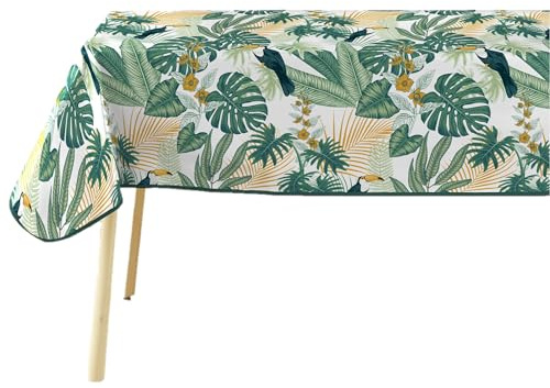 Douceur d'Intérieur, Nappe Rectangle (140 x 240 cm) Guyana Vert, PVC Textilia