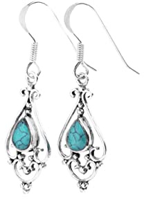 WINDALF Damen Ohrhänger VENICA 4.2 cm Türkis Ohrringe 925 Sterlingsilber