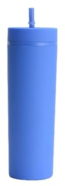 Bicchiere Coperchio Bambini, bicchieri di plastica riutilizzabili con coperchio da 400 ml per bambini e adulti Tazze di caffè ghiacciate Bicchiere isolato 16 once(Blu)