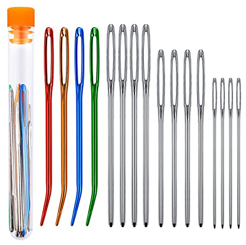 TIESOME 16 Stücke Stopfnadeln mit Großem Öhr, Nähen Nadeln Set Edelstahl-Stopfnadel Garnstricknadeln Nähnadeln Wollnadel Handstricknadeln Nähstricknadeln für Häkelprojekte Hand nähen Leder Handwerk