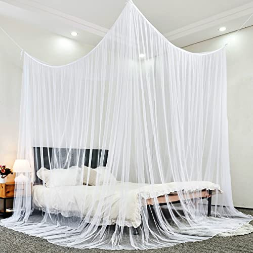 AYGCI Moskitonetz Groß Quadratische Doppelbett Himmelbett Vorhänge Baldachin Moskitonetz Bett mit Feinmashiges für Reise und Zuhause