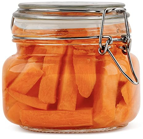 Galashield Glass Jars with Airtight Lids Food Storage Jars Leak Proof Canisters with Clear Preserving Seal Wire Clip Fastening for Kitchen Canning Pickling [16 oz]