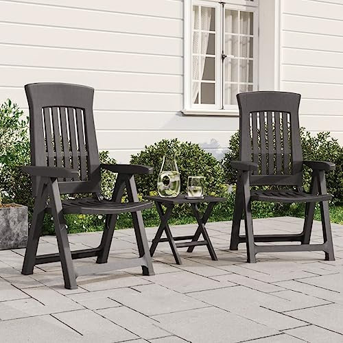 ZEYUAN Gartenstühle 2 STK. Verstellbar Anthrazit PP Gartensessel, Campingstuhl, Hochlehner, Balkonmöbel, Balkonstuhl, Terrassenstühle, Balkon Stuhl, 364712
