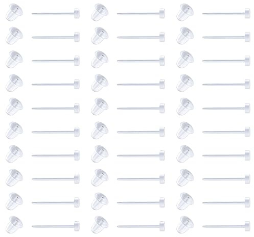 Briana Williams 30stk Durchsichtige Ohrstecker Retainer Piercings Ohr Stecker 0.8mm Plastik Ohrstifte Ohrstopper Kunststoff