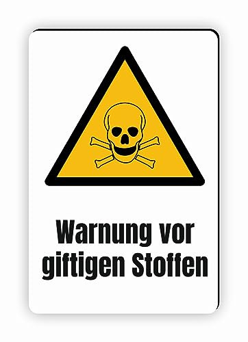 Warnzeichen (W016) Warnung vor giftigen Stoffen - Eckiges Warnschild mit Text - Warnschild mit Text - nach DIN EN ISO 7010
