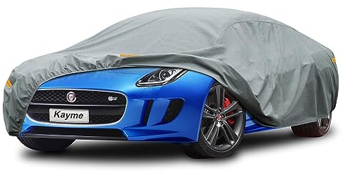 Kayme Robustes Autoabdeckung Wasserdicht Atmungsaktiv Passend für Jaguar F-Type (2013-2025), Vollgarage Autoplane für Regen Sonne Staub Schutz, Auto Abdeckplane Faltgarage Abdeckung(3-7 Tage liefern)
