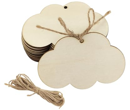 30 Stück 10,2 cm Holzwolkenausschnitte, unlackierte Holzwolke, hängende Ornamente, DIY-Geschenkanhänger für Zuhause, Party, Dekoration, Bastelprojekt