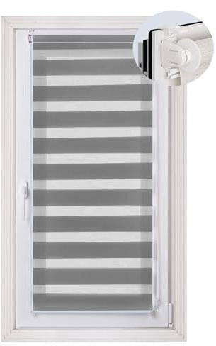 Verdunkelungsrollo Klemmfix ohne Bohren 80 x 160 cm Hitzeschutz, Sichtschutz Klemmrollo Seitenzugrollo inklusive Montagematerial für Fenster & Tür, Dunkelgrau