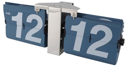 Vintage Flip Down Clock für Desktop und Wand, Retro Digital Flip Down Clock, Große Zahlen, 304 Edelstahl und PVC Automatische Flip Clock Retro Digital Flip (Silberner Ständer und