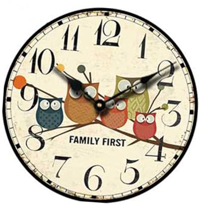 ABOOFAN Vintage Wanduhr im Französischen Landhausstil mit Runder Form und Geräuschloser Funktion zur Dekoration im Wohnzimmer