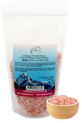 TKS Pure Himalayan Pink Salt - Natural & Unrefined Pink Himalayas Salt, 80+ Minerals, Suitable for Seasoning & Cooking, Available in Refillable Jar, Grinder, & Convenient Pouch | 500g