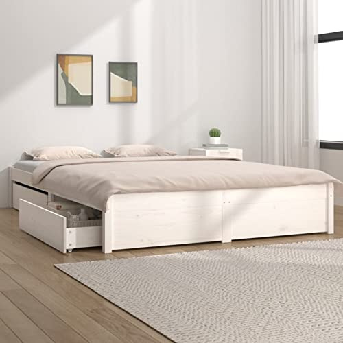 Juroupi Estructura de Cama con cajones Cama canape cajones somier Cama con cajones Blanco 150x200 cm