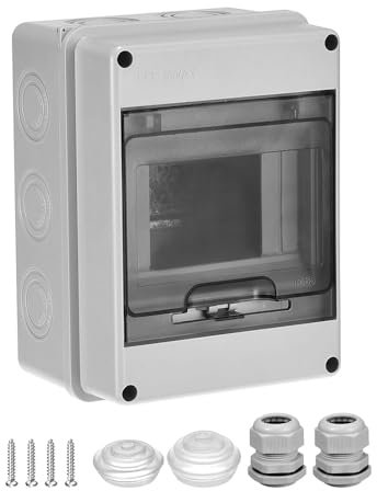 NUZAMAS 5 Way IP65 Switch Box Distribution Protection Box Waterproof Consumer Unit Transparent Window Electrical Consumer Unit Consumer Circuit Breaker Box