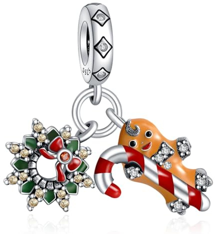 Annmors 925 Sterling Silber Charms Anhänger für Europäische Armbänder Halskette Christmas Gingerbread Man mit 5A Zirkonia,Weihnachten,Muttertag,Geschenk anhänger für Frauen