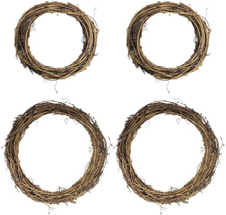 CVFRTT 4 Stück Kränze, Rattan-Kranz Für Die Haustür, DIY-Basteldekoration, Hängende Weihnachtsornamente, Rattan-Kranz-Dekoration