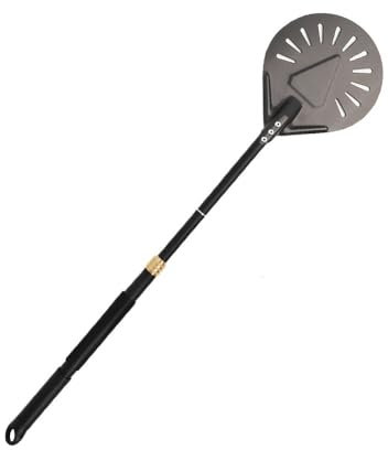 Pelle Pizza Pelle à pizza réglable tournante en aluminium anodisé dur, outils de cuisson de pizza ronds, pelle à pizza à long manche en aluminium antiadhésive for cuisine Pelle A Pizza(Black 7 inch)