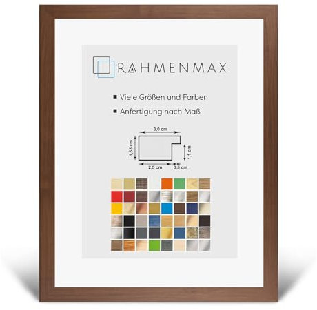RahmenMax PuzzelMax Puzzlerahmen Bilderrahmen Posterrahmen 60x90 cm Nussbaum Dunkel Dekor 90x60 cm mit klarem Kunstglas