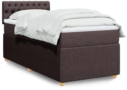 qohoio Boxspringbett mit Matratze Betten Mit Matratze Schlafzimmer Bett Boxspringbett Mit Matratze Dunkelbraun 90x200 cm Stoff - 3289649