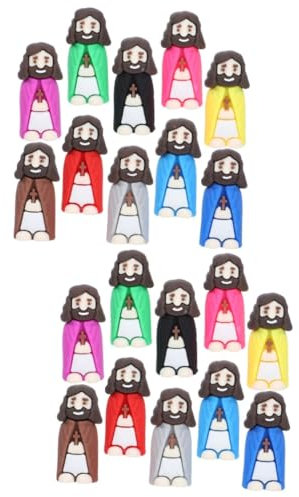 MAGICLULU 2 Sätze Jesus-Figuren-Ornament Jesus Plüsch Mini-Jesus-Figur Spielzeug Jungfrau Heilige Familienstatue Katholisch Miniatur-Jesus-Puppe Christlicher Jesus PVC 10 Stück * 2