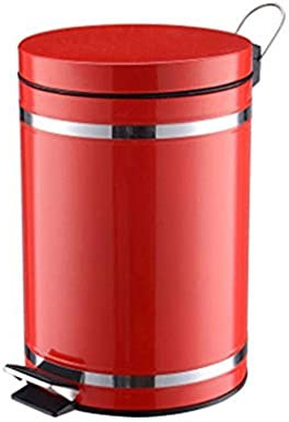 Pattumiera in acciaio inox con pedale, 12 l, colore rosso, per cucina, durevole e igienico