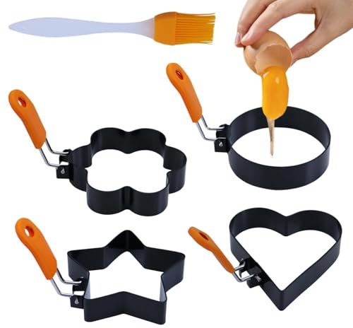 Moldes para huevos escalfados para huevos fritos, anillos para cocinar huevos de acero inoxidable,Moldes redondos para moldear tortitas de huevo | Anillos de cocina de huevo de acero inoxidable, molde
