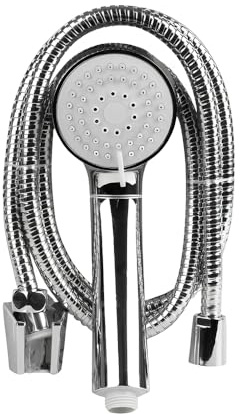 DOUCHE & BAIN - SET DE DOUCHE : FLEXIBLE 1,5M POMMEAU 3 JETS ABS SUPPORT CHROME