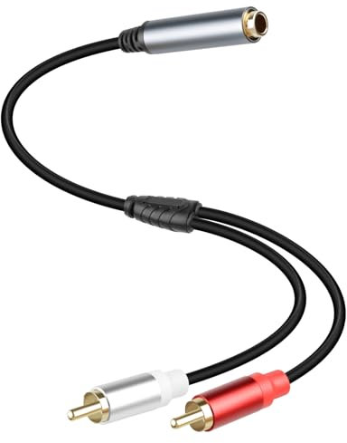 RIIEYOCA 6.35mm to 2 RCA Splitter Audio Cable,1/4 inch TRS Stereo Jack Female to Dual RCA Male Plug Cable for Sound Mixers, Amplifier,AV Receiver (30CM/1FT)